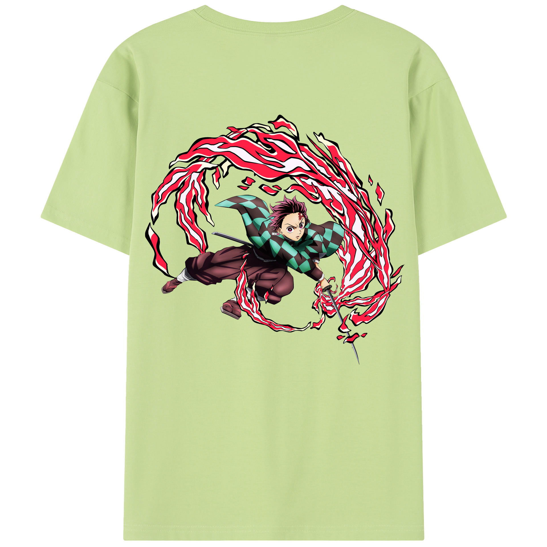 （画像用） 鬼滅の刃 竈門 炭治郎／かまど たんじろう Kamado Tanjirou 綿100％半袖Tシャツ（背面プリント）